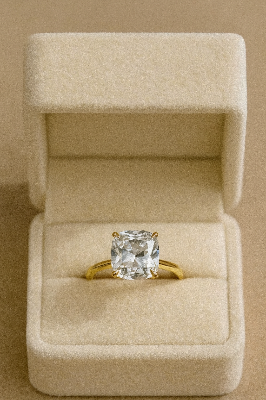 Cushion Cut Moissanite Engagement Ring 3 CT | 14K Solid Gold Solitaire Ring | Handmade Moissanite Diamond Ring | Anniversary Promise Ring