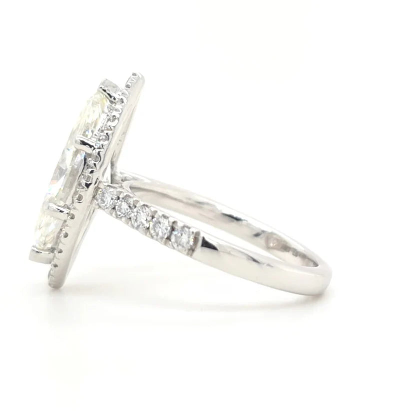 Analeia Marquise Halo Engagement Ring with Pavé Halfway Set Band | Lab-Grown Diamond
