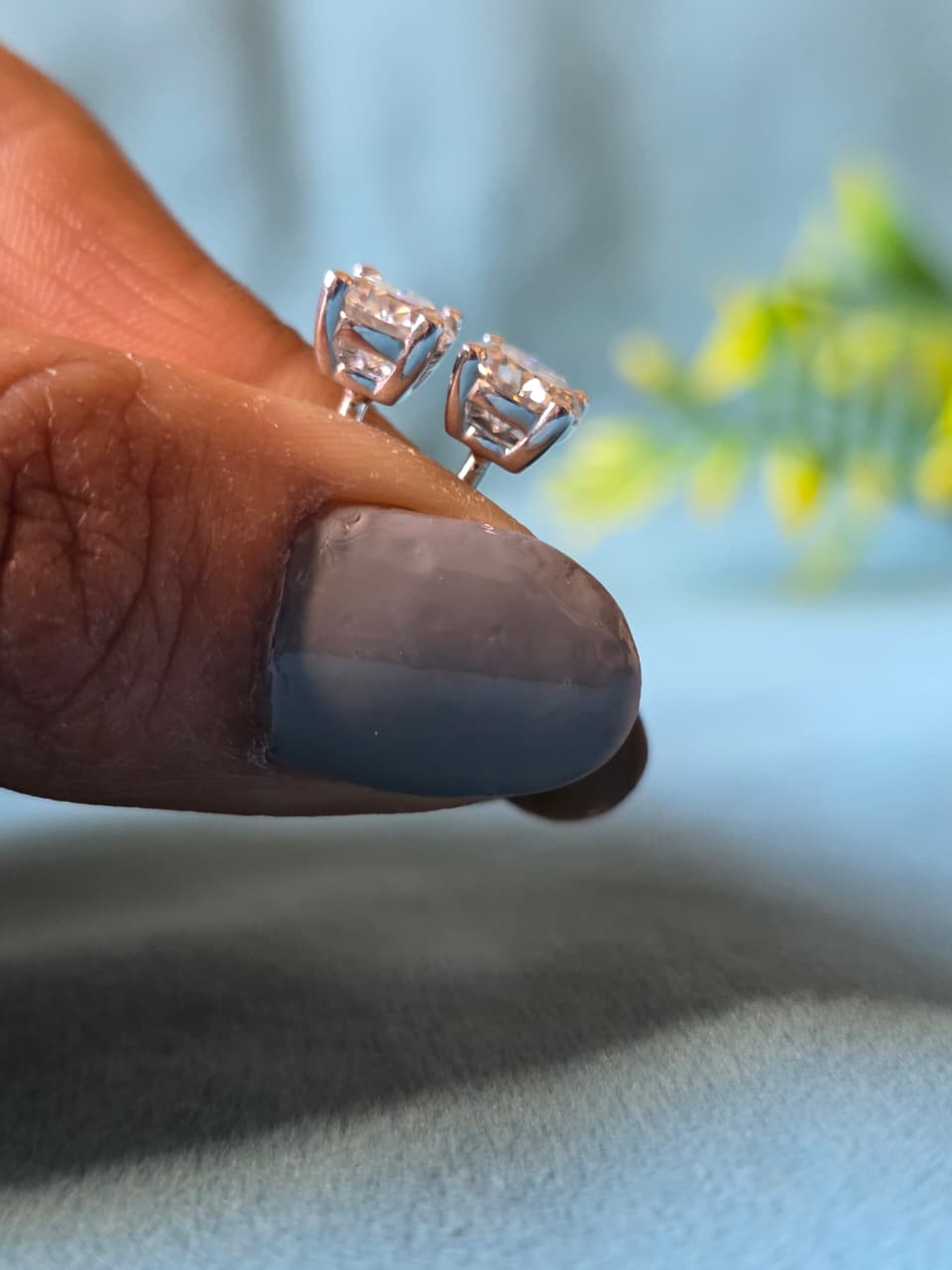 4 TCW Crushed Ice Round Cut Moissanite Stud Earrings | 14K White Gold | Wedding & Anniversary Earrings