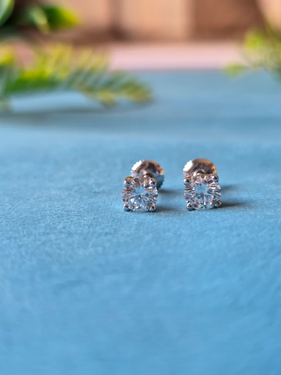 4 TCW Crushed Ice Round Cut Moissanite Stud Earrings | 14K White Gold | Wedding & Anniversary Earrings