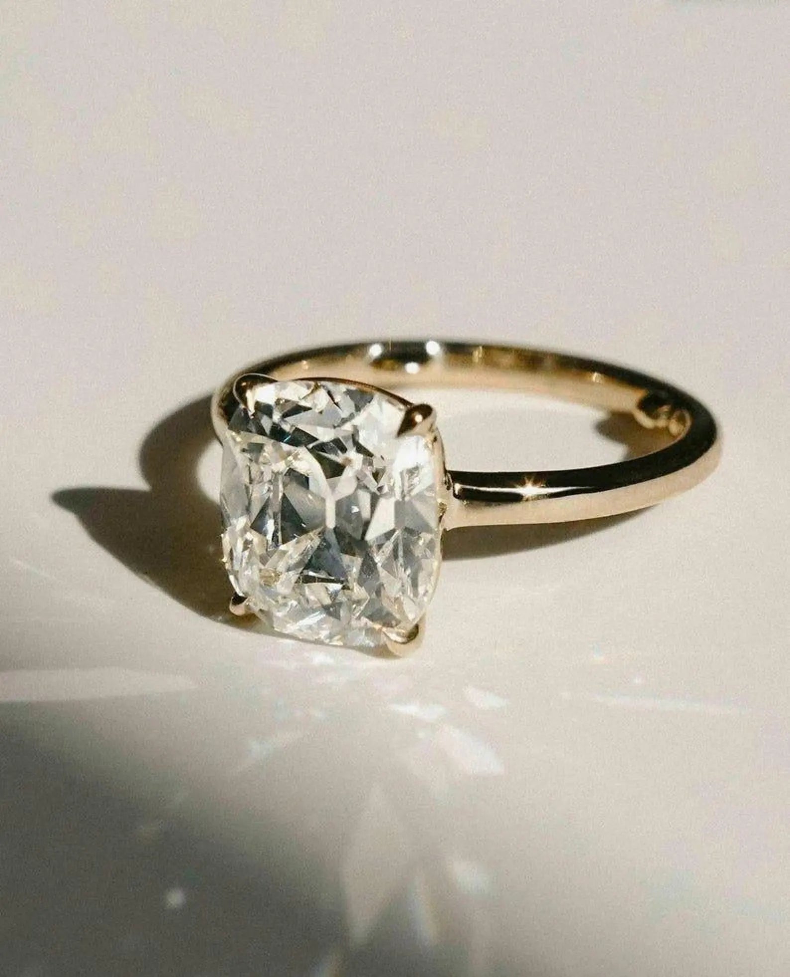 Cushion Cut Moissanite Engagement Ring 3 CT | 14K Solid Gold Solitaire Ring | Handmade Moissanite Diamond Ring | Anniversary Promise Ring