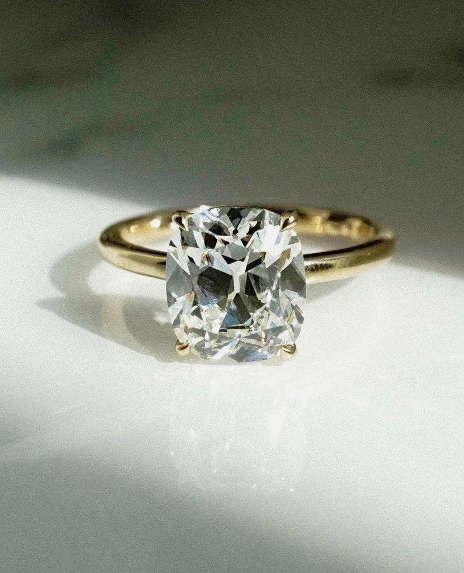 Cushion Cut Moissanite Engagement Ring 3 CT | 14K Solid Gold Solitaire Ring | Handmade Moissanite Diamond Ring | Anniversary Promise Ring