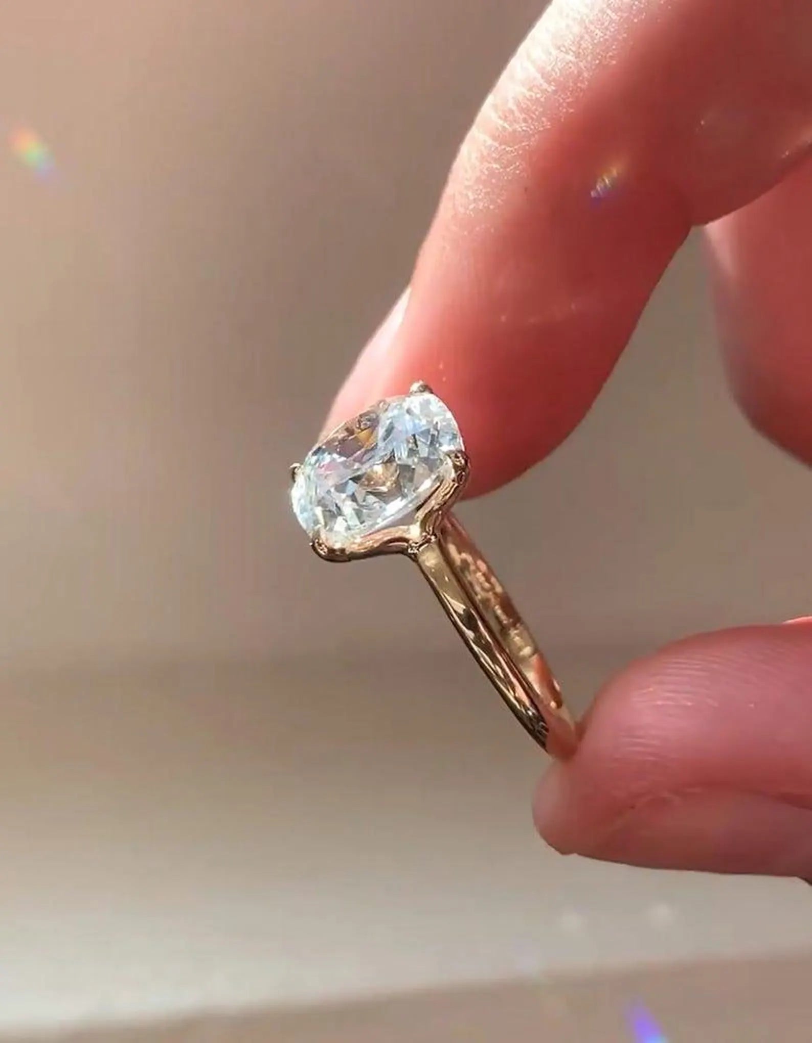 Cushion Cut Moissanite Engagement Ring 3 CT | 14K Solid Gold Solitaire Ring | Handmade Moissanite Diamond Ring | Anniversary Promise Ring