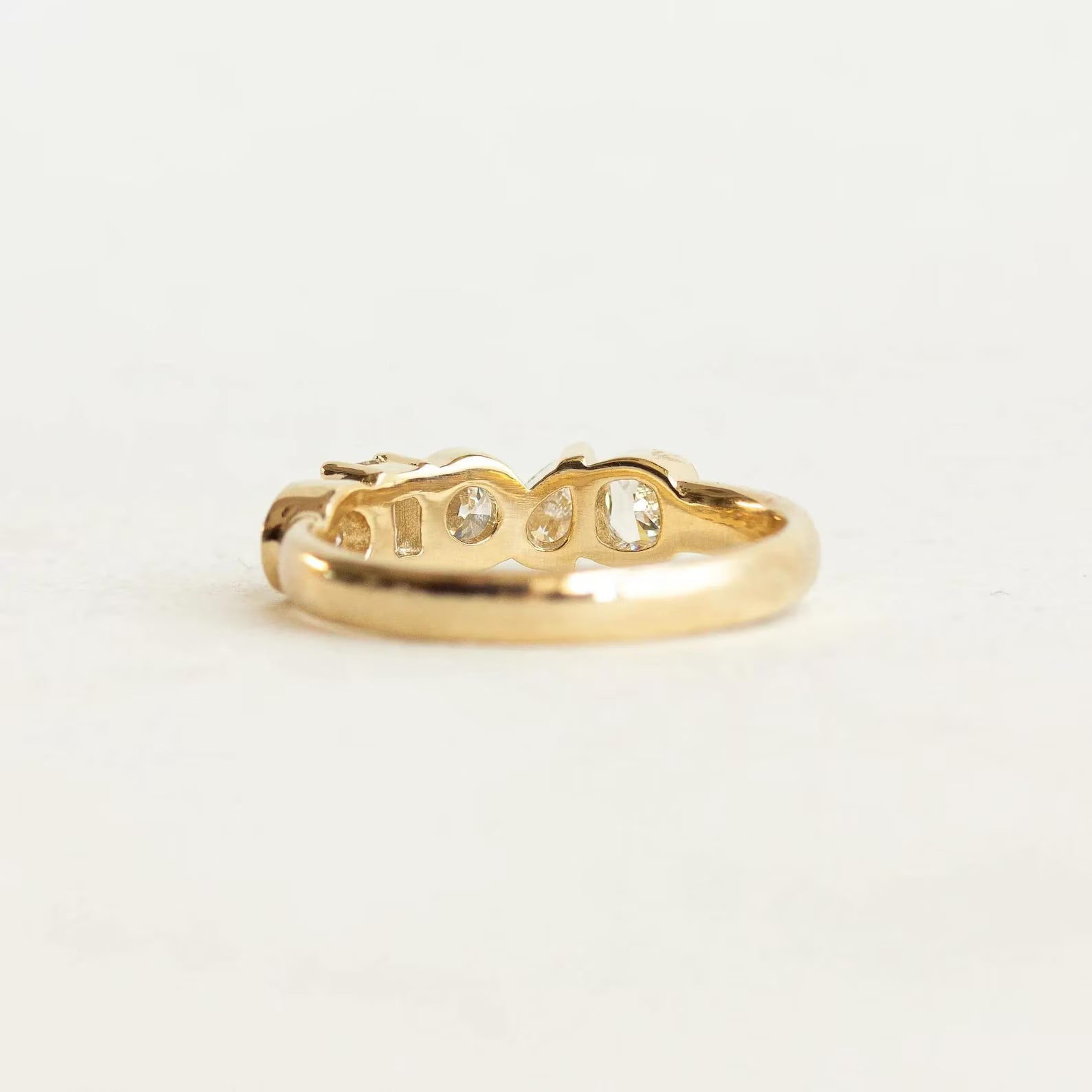 Mixed Shape Moissanite Eternity Ring | 14K Gold Bezel Set Diamond Band | Pear Round Emerald Cut Ring | Anniversary Wedding Band |Unique Ring