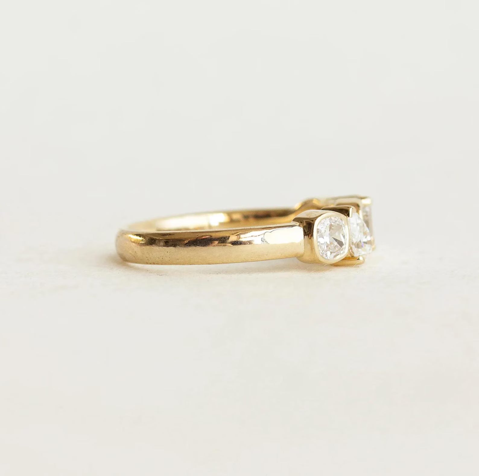 Mixed Shape Moissanite Eternity Ring | 14K Gold Bezel Set Diamond Band | Pear Round Emerald Cut Ring | Anniversary Wedding Band |Unique Ring