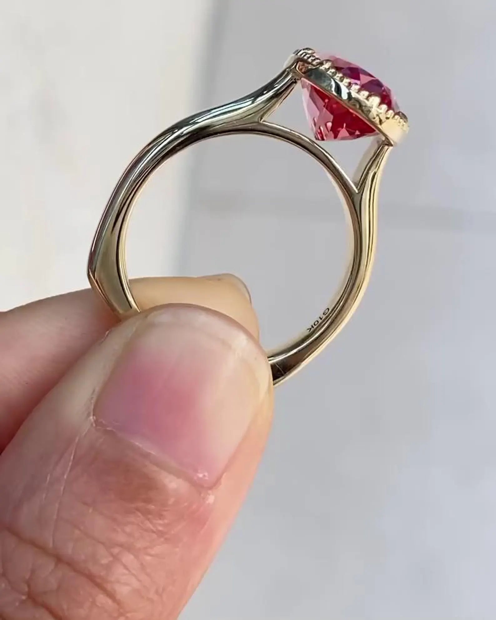 5 Carat Pink Sapphire Engagement Ring – Vintage Euro Band | Handmade Moissanite Ring