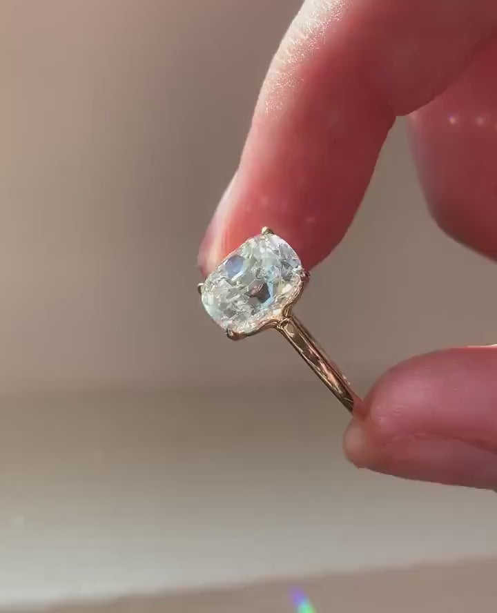 Cushion Cut Moissanite Engagement Ring 3 CT | 14K Solid Gold Solitaire Ring | Handmade Moissanite Diamond Ring | Anniversary Promise Ring