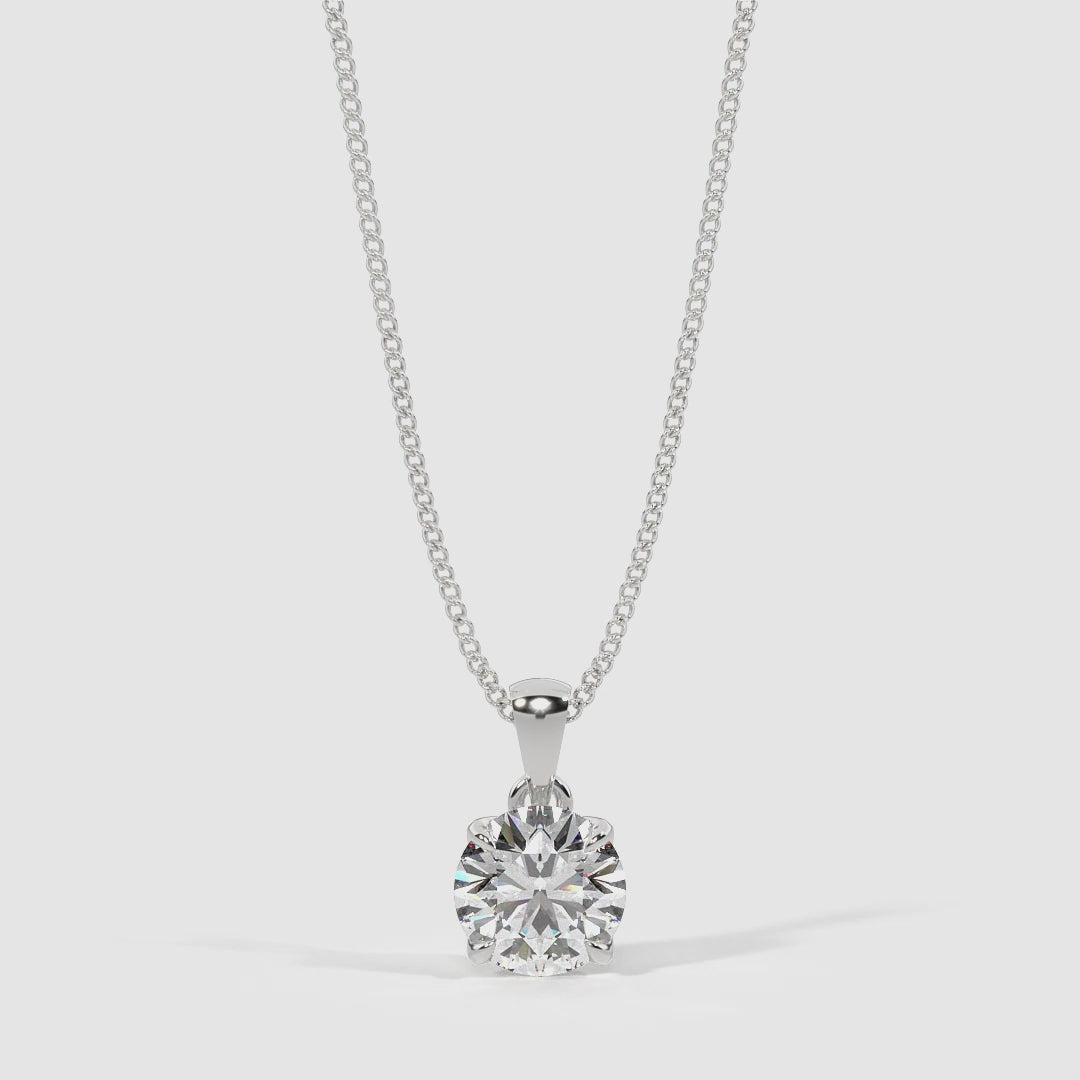 Classic Prong-Set Round Lab-Grown Diamond Solitaire Pendant | Timeless Diamond Necklace